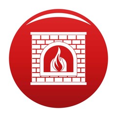 Poster - Retro fireplace icon. Simple illustration of retro fireplace vector icon for any design red