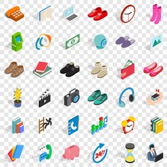 Poster - Donation icons set. Isometric style of 36 donation vector icons for web for any design