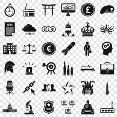 Poster - Team icons set. Simple style of 36 team vector icons for web for any design