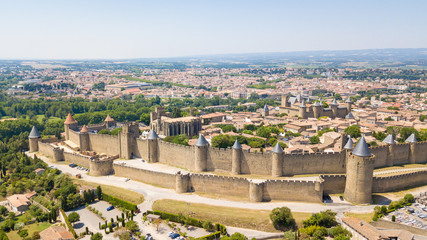 panoramic view of carcassone chateau, France