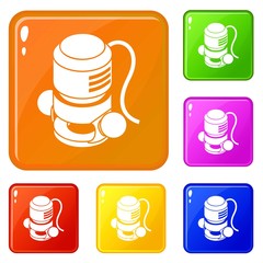 Poster - Circular power tool icons set collection vector 6 color isolated on white background