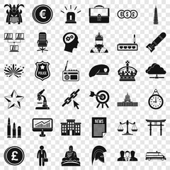 Poster - Crown icons set. Simple style of 36 crown vector icons for web for any design