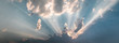 Leinwandbild Motiv Epic cloudy sky holy sun light beams