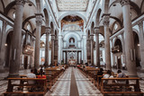Fototapeta Na drzwi - Panoramic view of interior of Basilica di San Lorenzo (Basilica of St Lawrence)