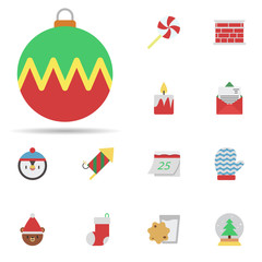 Poster - Christmas ball 2 colored line icon. Universal set of christmas for website design and development, app development