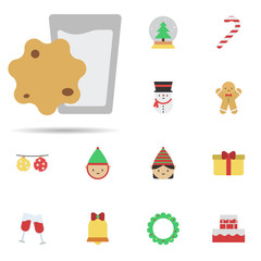 Poster - Milk, biscuit 2 colored line icon. Universal set of christmas for website design and development, app development