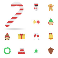 Poster - Candy cane 2 colored line icon. Universal set of christmas for website design and development, app development