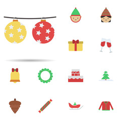 Poster - Christmas ball 2 colored line icon. Universal set of christmas for website design and development, app development