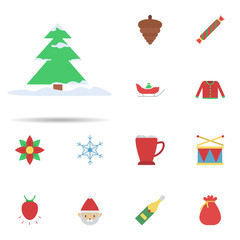 Poster - Christmas tree 2 colored line icon. Universal set of christmas for website design and development, app development