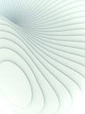Fototapeta Perspektywa 3d - White striped futuristic pattern surrounded by light mist. Computer generated geometric shape. 3d render illustration