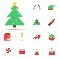Poster - Christmas tree 2 colored line icon. Universal set of christmas for website design and development, app development