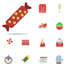 Poster - Christmas candy, sweets 2 colored line icon. Universal set of christmas for website design and development, app development