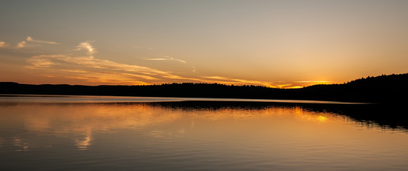 sunset over lake of two rivers Algonquin Park