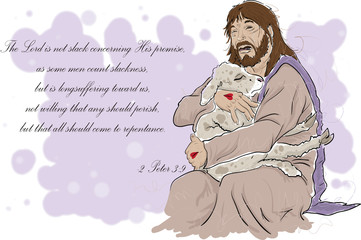 Jesus Crying while holding Lamb