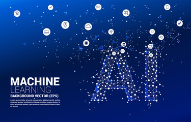 Poster - Vector Polygon dot connect line shaped AI. Concept for machine learning and artificial intelligence.