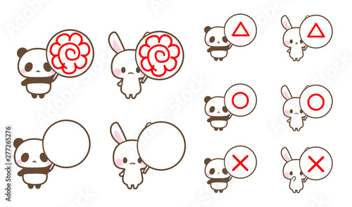 Fototapete 花丸 はなまる札もちパンダとうさぎさん まるばつさんかくokngおしい 感情イラスト素材 可愛い動物素材屋さんilohaco