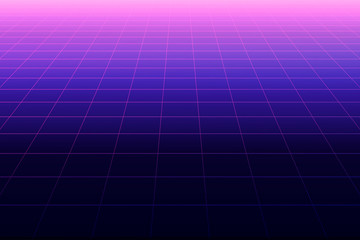 Future retro line background of the 80s. Vector futuristic synth retro wave illustration in 1980s posters style