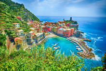 Famous city of Vernazza in Italy