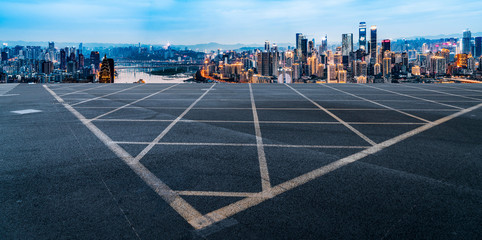 Roads and squares over cities, urban scenery