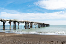 San Simeon Pier In California. Located Just Off Highway 1 Across From Hearst Castle, William Randolph Hearst Memorial State Beach Offers This Public Pier. 