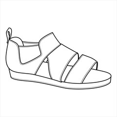 Wall Mural - Shoes fashion flat sketch template