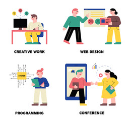 Small and cute business characters. Business concept designs.