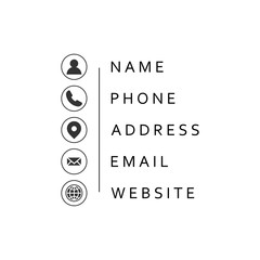 Business card information icon set template vector