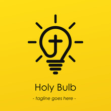 Light Bulb Symbol Logotype With Creative Idea, Cross Symbol In Light Bulb, Cross Bulb Vector Illustration