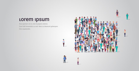 Poster - big people group standing together in folder briefcase shape crowd of different occupation employees business concept full length horizontal copy space