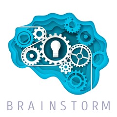 Wall Mural - brainstorm concept, vector illustration in paper art style