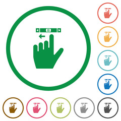 Sticker - Left handed scroll left gesture flat icons with outlines