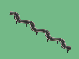 Wall Mural - Curved road on supports. Vector illustration.