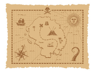 Wall Mural - Pirate treasure map vector illustration 