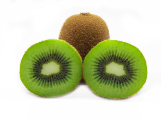 Green Kiwi fruit isolated on white background.