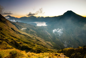 Poster - Sembalun creater rim of the Mount Rinjani or Gunung Rinjani. Lombok - Indonesia.