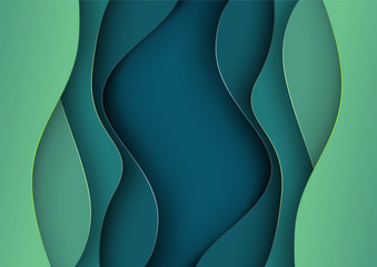 Wall Mural - 3d paper cut shapes illustration. Colorful carving art. Landscape the top view, the top view on the river. Design layout for banners presentations, flyers, posters and invitations. Vector illustration