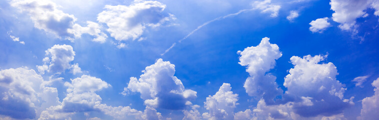 Wall Mural - Panorama blue sky with tiny clouds
