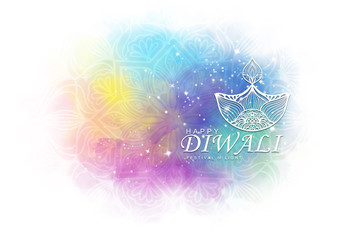 Wall Mural - abstract illustration mandala graphic with watercolor painting, celebration for happy diwali festiva