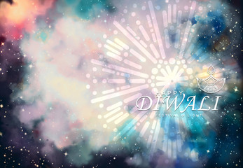 Wall Mural - Abstract illustration mandala graphic with watercolor painting,   celebration for Happy Diwali festival of light backgrounds