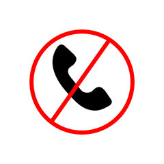 Poster - telephone prohibition sign, vector
