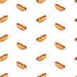 Seamless pattern with hot dogs on white background