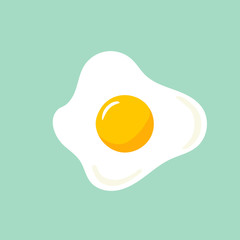 hand drawn doodle vector illustration of sunny side up fried egg with bright yellow yoke on light tu