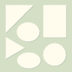 Aufkleber - oval, triangle, circle, square postal stickers. unusually blank postage stamps frames set