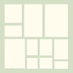 Aufkleber - postal frame sticker template. collection of trendy postage stamps for label, sticker, app, mockup p