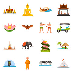 Wall Mural - Vector illustration of thailand and travel symbol. Collection of thailand and culture stock vector illustration.