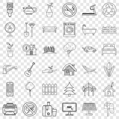 Poster - ecohouse icons set. outline style of 36 ecohouse vector icons for web for any design