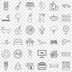 Poster - washing icons set. outline style of 36 washing vector icons for web for any design