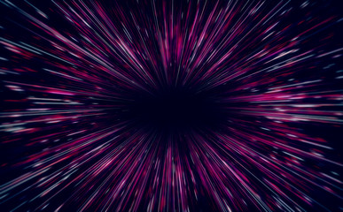 Wall Mural - shiny particles space explosion retro sci-fi neon radial lines background futuristic speed light zoo