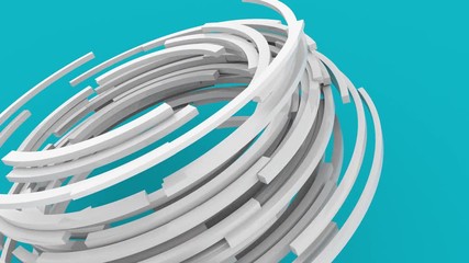 3d rendering of floating wite block shapes against blue background. CG loop animation. Modern background, seamless motion design for poster, branding, banner, header with copy space.