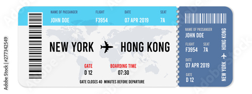 Cuadros en Lienzo Realistic airline ticket design with passenger name